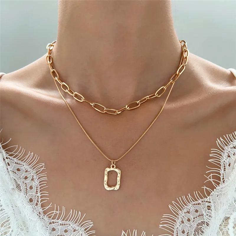 Vintage Bohemia Coin Letter Layered Chain Necklace For Women Shell Pearl Moon Long Choker Collar Pendant Butterfly Necklace