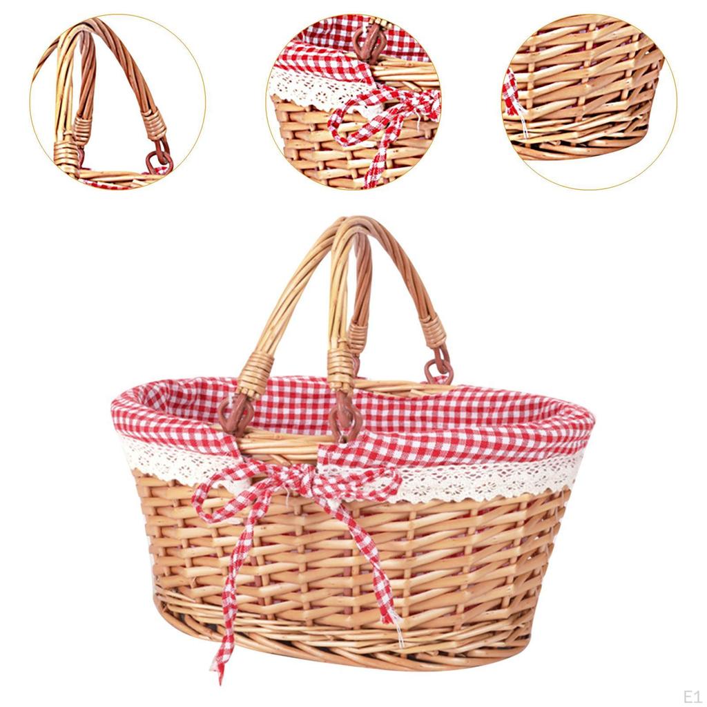 Hand Woven Storage Basket with Handle for Kitchen And Camping