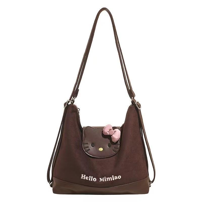 Zaino Cartone Animato Coreano Vintage Hello Kitty in Materiale PU ad Alta Capacità per Uso Quotidiano