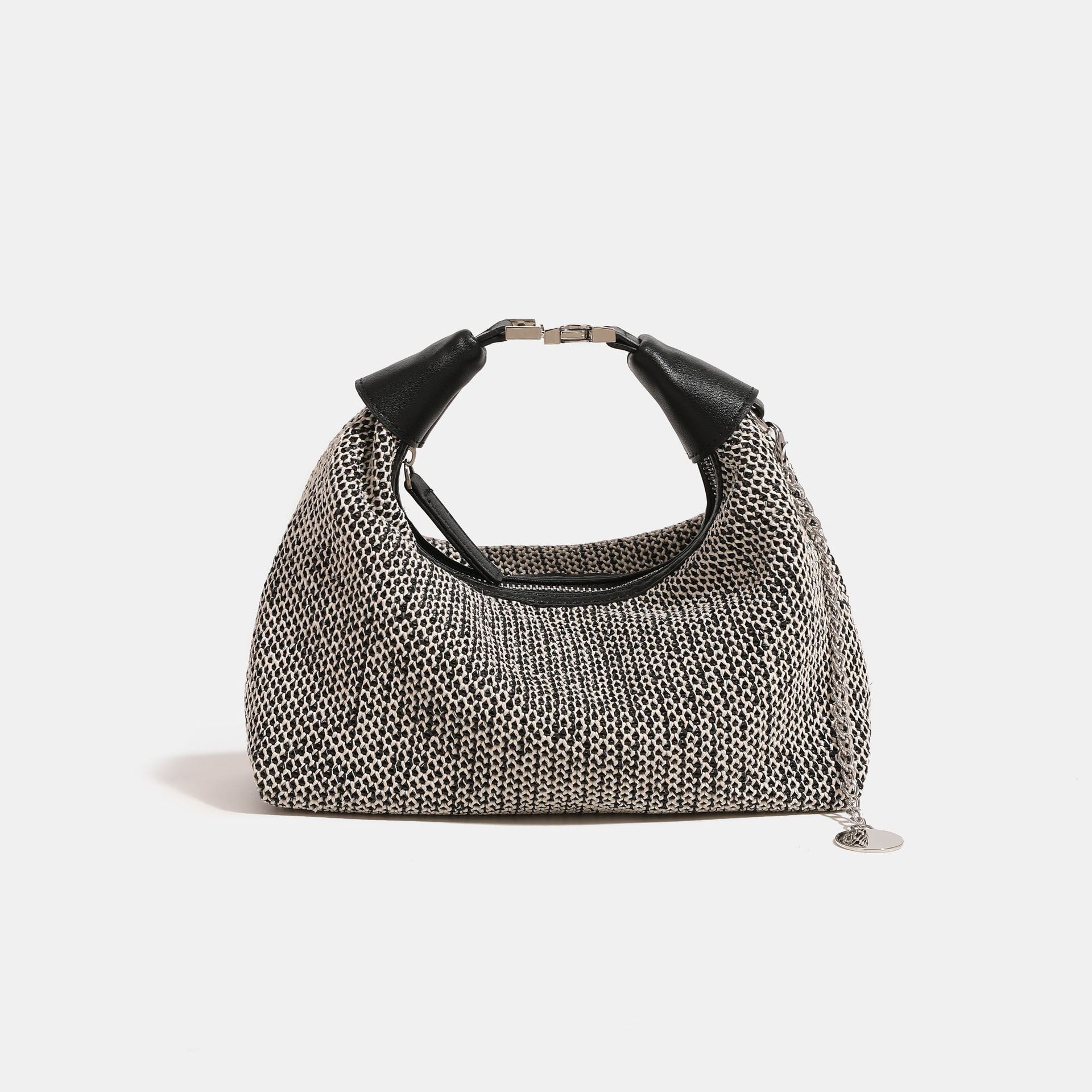 Оригинальная высококачественная плетеная сумка-пельмень для женского летнего туризма, отпуска, пляжная сумка, сумка через плечо, сумка-кроссбоди чёрный