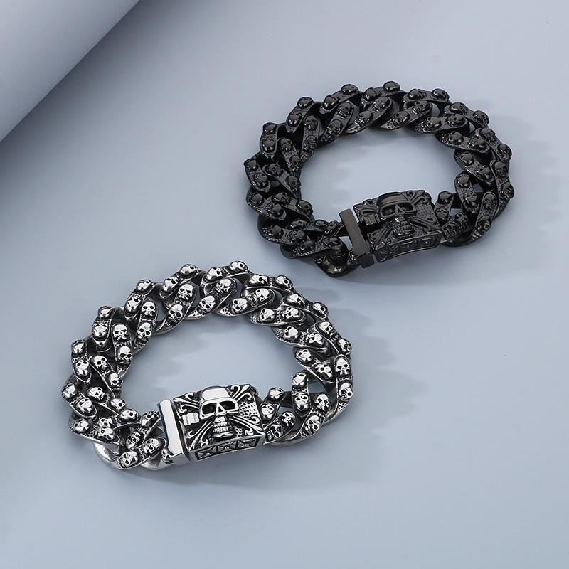 KALEN Punk Style Fine Jewelry Fashion Bracelets Stainless Steel Skull Links Bracelet for Men