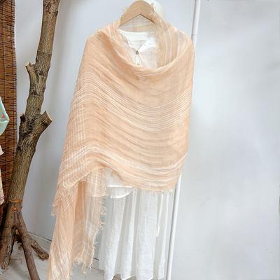 Versatile Solid Color Linen Scarf Light And Breathable Sunscreen Decorative Silk Scarf Literary Japanese Rough Edge Scarf