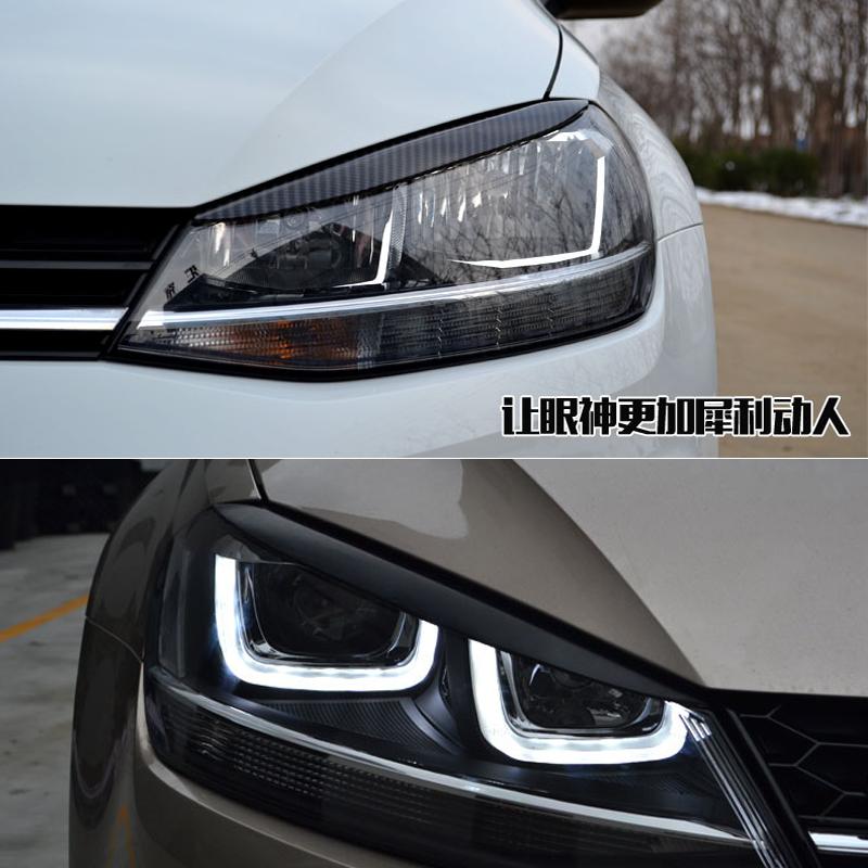 Potrivit pentru accesorii VW Goft 7 2014 2015 2016 2017 far sprânceană pleoapă capac decorativ ornamente din fibră de carbon neagră lucioasă