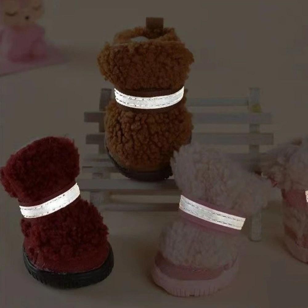 4 pcs/set Fashion Warm Dog Cotton Shoes Anti-Scratch Comfortable Anti-Slip Dog Shoes Wear-Resistant Puppy Footwear Winter
