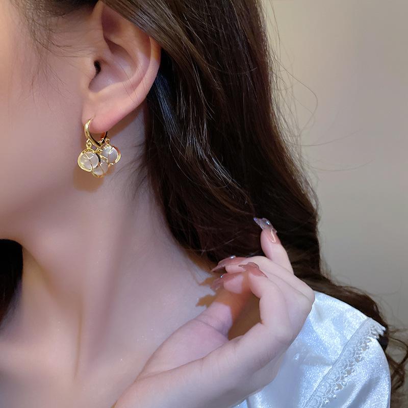 Copper-Unique Temperament Light Luxury Opal Earrings Women'S Niche Earrings High-End Earrings Fashion Ear Buckles
