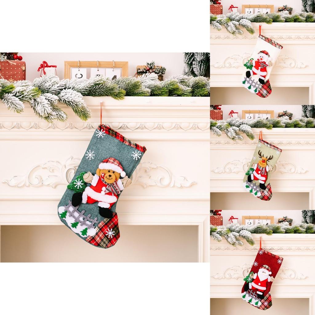 Christmas Burlap Plush Stockings Delightful Holiday Gift Bags For Candy And Decorations