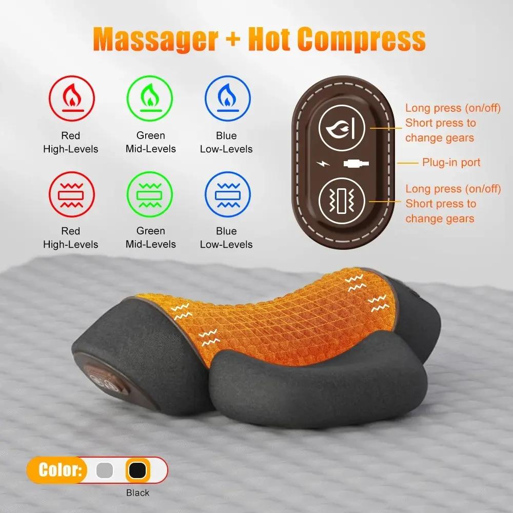 Electric Massager Cervical Pillow Hot Compress Vibration Massage Neck Traction Relax Sleeping Pillow Spine Support Normal