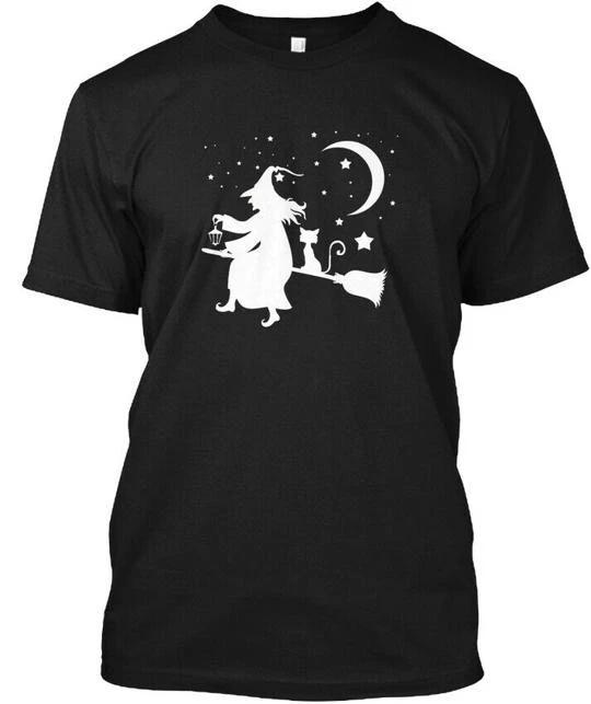 Funny Scary Halloween Witch Cat Moon Shi T-shirt Made in the USA Size S to 5XL