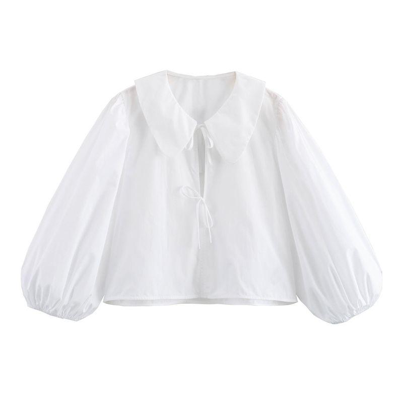 

Kaslead New Arrival Women s Fashion Style Stylish Simple and Versatile Casual Short Poplin Shirt Tops White L