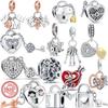 100 % 925 Sterling Silber Herz Vorhängeschloss Schloss Schlüssel Liebe Glück Familie Anhänger Perlen Fit Charms Armband Schmuck