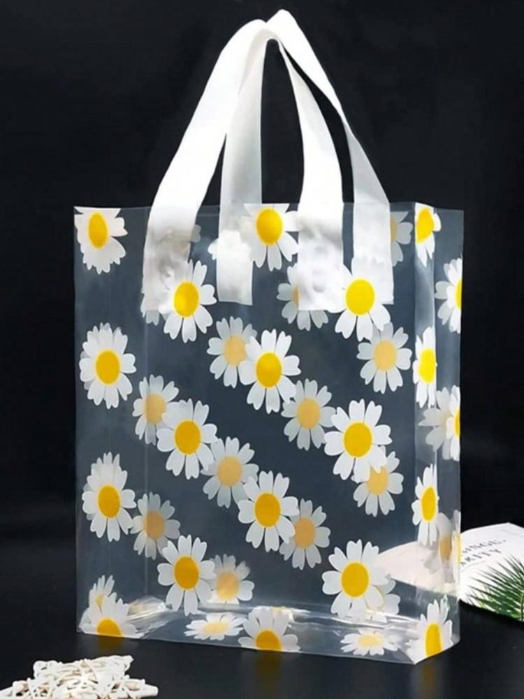 10pcs plastic bags, small daisy gift bags, cosmetic bags, clothing packaging bags, small daisy tote bags