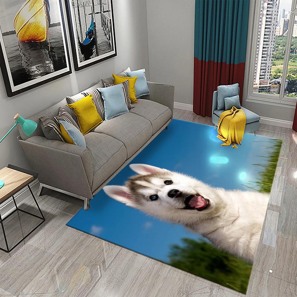 Hundefußabdruck Blumenmuster Teppich Süßer Welpe Blumenteppich Haustier Tier Rechteckige Bereichsteppiche für Erwachsene Yogamatten Wohnzimmer Dekoration Fußmatte