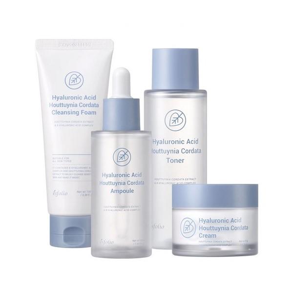 esfolio Houttuynia Cordata Basic 4pcs Set (Foam 100ml + Toner 150ml + Ampoule 50ml + Cream 50g)