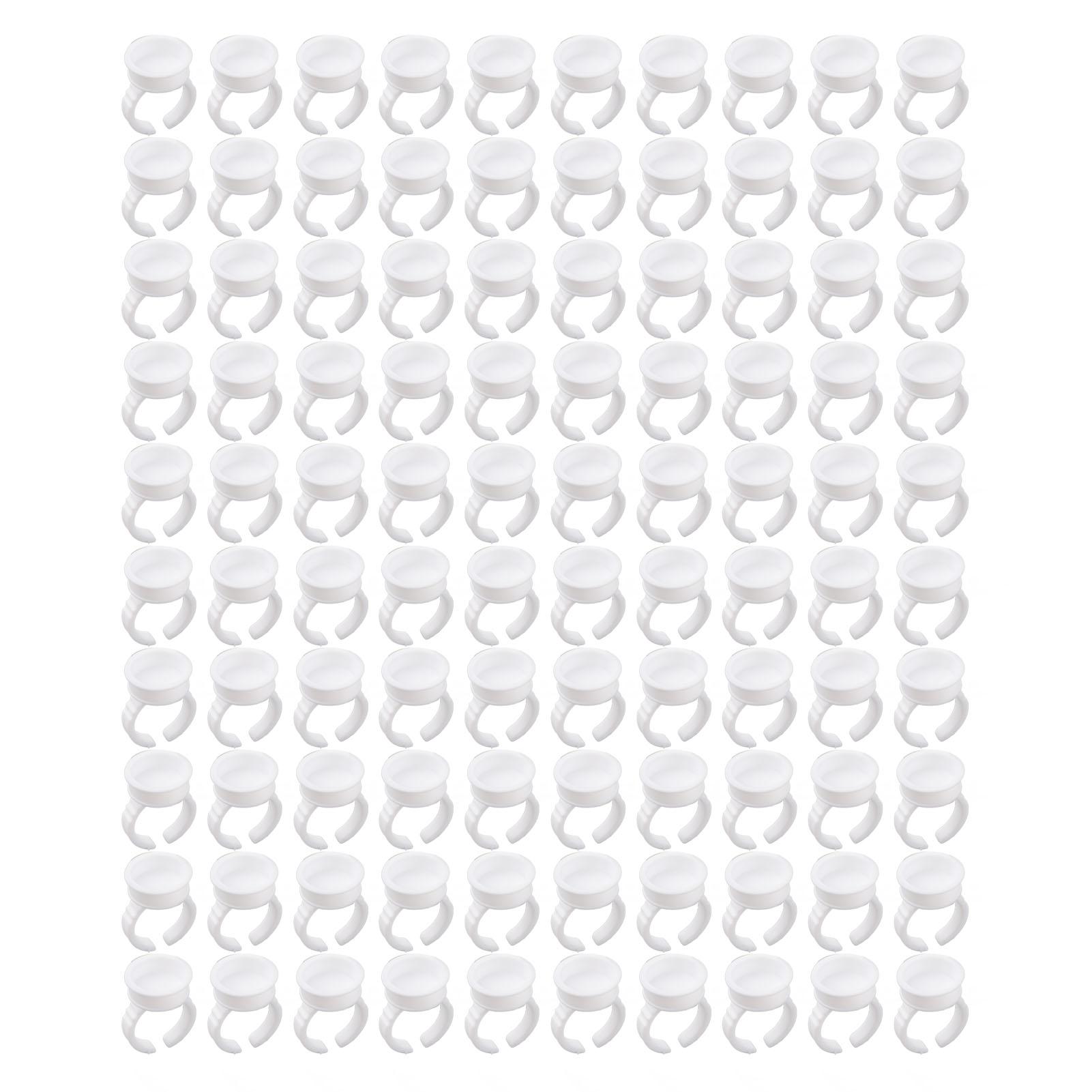 

100pcs Disposable Glue Ring Pallet Holder for Eyelash Extension White Plastic Glue Pallet Tatto