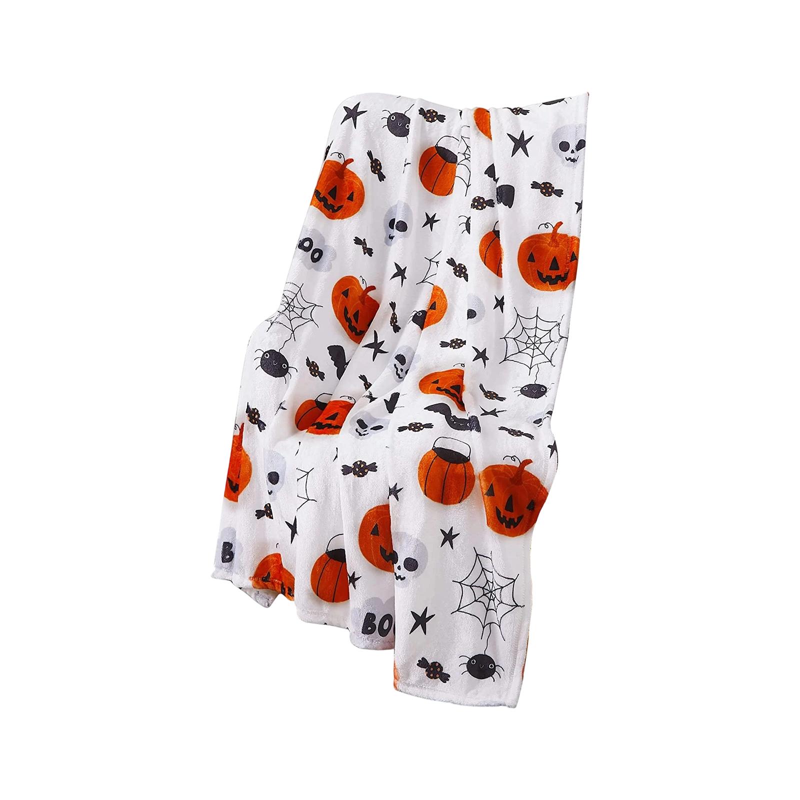 

130cm*150cm Halloween Pumpkin With Candy Corn Sofa Bed Sofa Chair Or Dormitory Super Soft And Light Blanket One Size