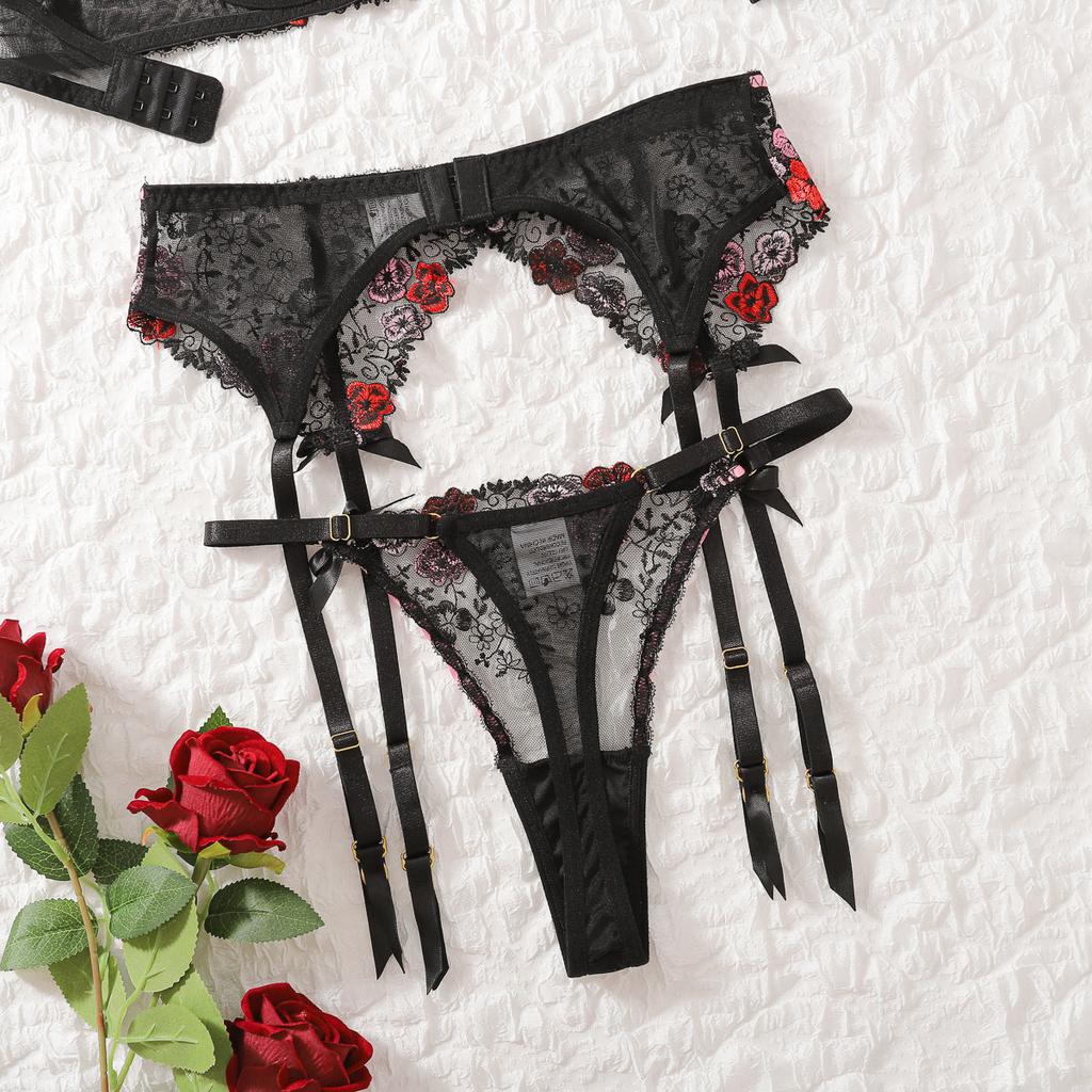 Lingerie Set With Embroidered Flowers Underwear