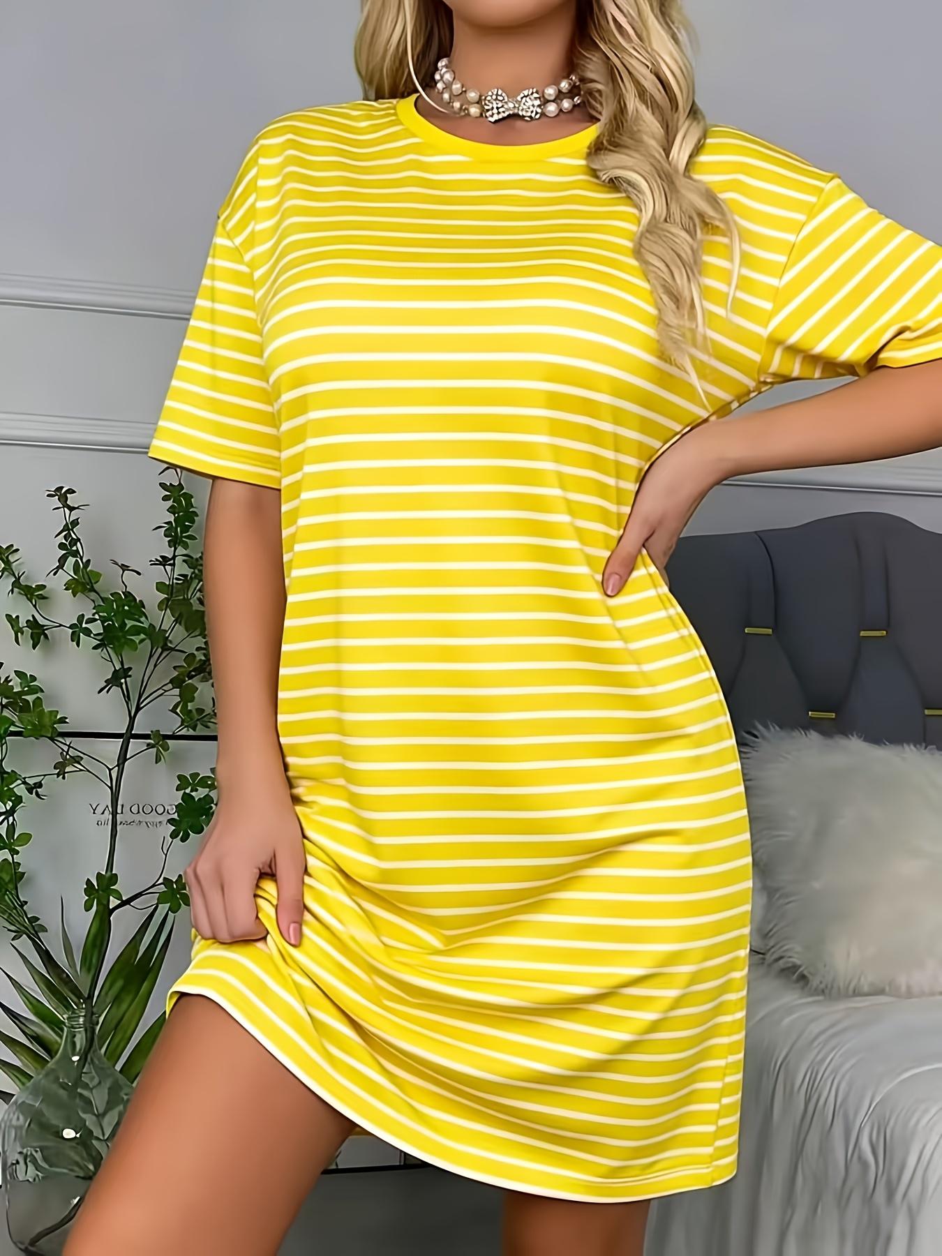 Women s Vintage Striped Print Casual Dress 7XL