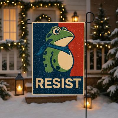 10 st Resist Portland Groda Trädgårdsflagga Groda Protest Trädgårdsflagga Hilarisk Utomhusbanner för Bondgård Veranda Uteinredning