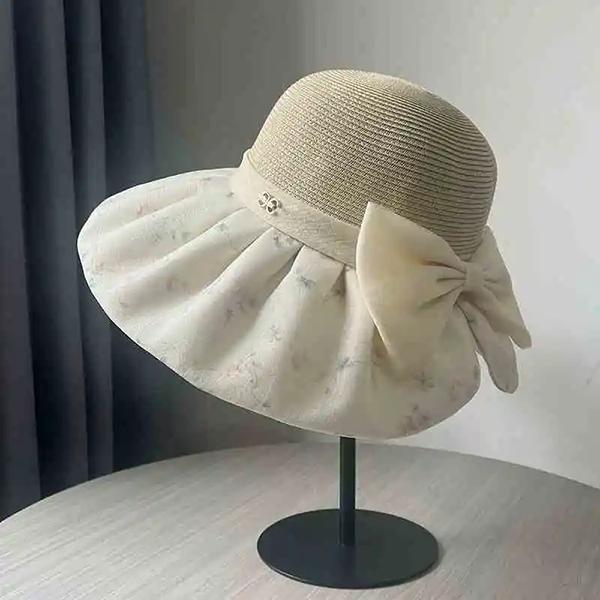 WTEMPO Bow Tie Women's Sun Protection Spring and Summer Printed Breathable Sun Hats, Beach Patchwork Bucket Hats