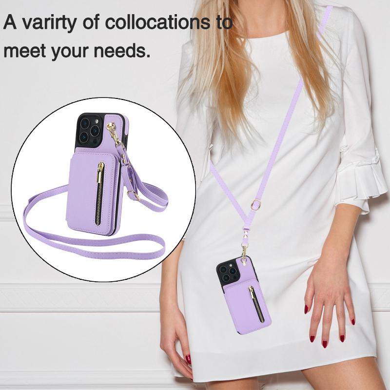 Card Slots Zipper Leather Wallet Case Flip Phone Case for IPhone 16 15 14 13 11 12 Pro Max Plus Promax 16e Ring Lanyard Purse