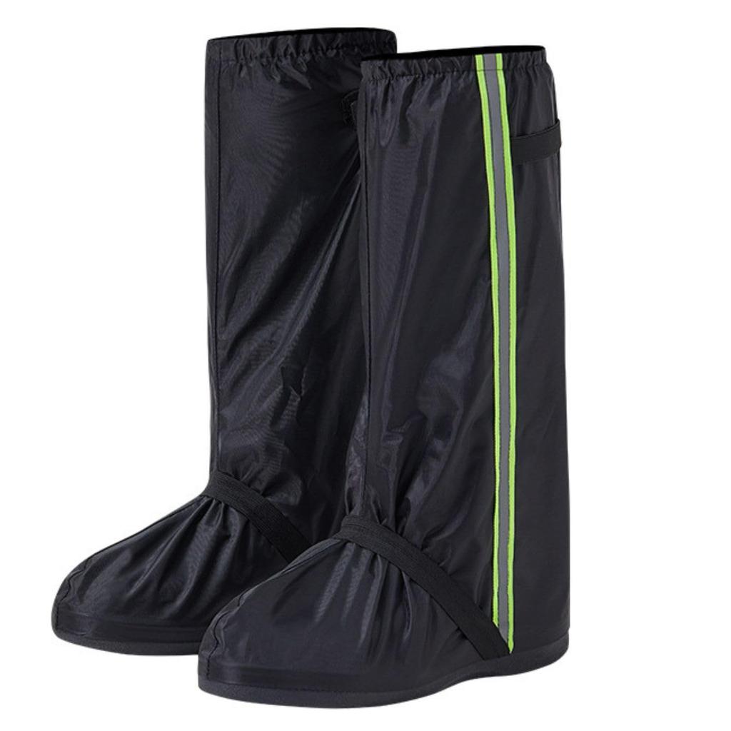 NYANDELMO ND-0119-R20-BK3XL Waterproof Long Rain Shoe Covers, Black, Size 3XL, Non-Slip, Mudguards, Foldable