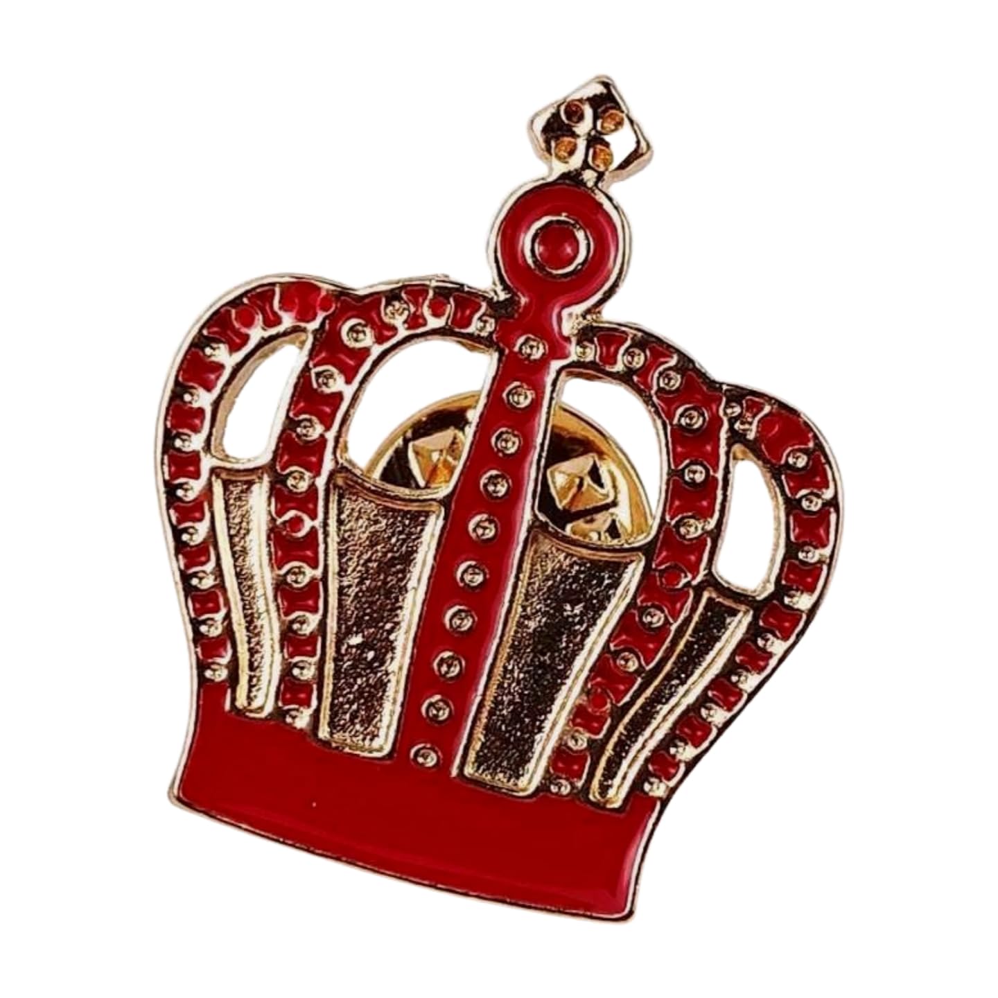 [F NODE] Crown Pin Badge, Red and Gold, 2.4cm x 3cm, Clasp, Badge, Pin, Stylish, Display, How to Use, How to Wear, Badge, Butterfly Clutch, Clutch,