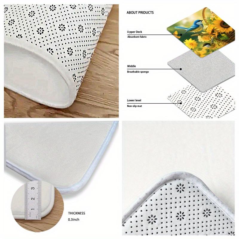 1Pcs Anti Fatigue Kitchen Rugs, Sunflower BirdPrint Waterproof Non-Slip Thick Cushioned Kitchen Mat Heavy Duty Comfort Standing Mat for Kitchen