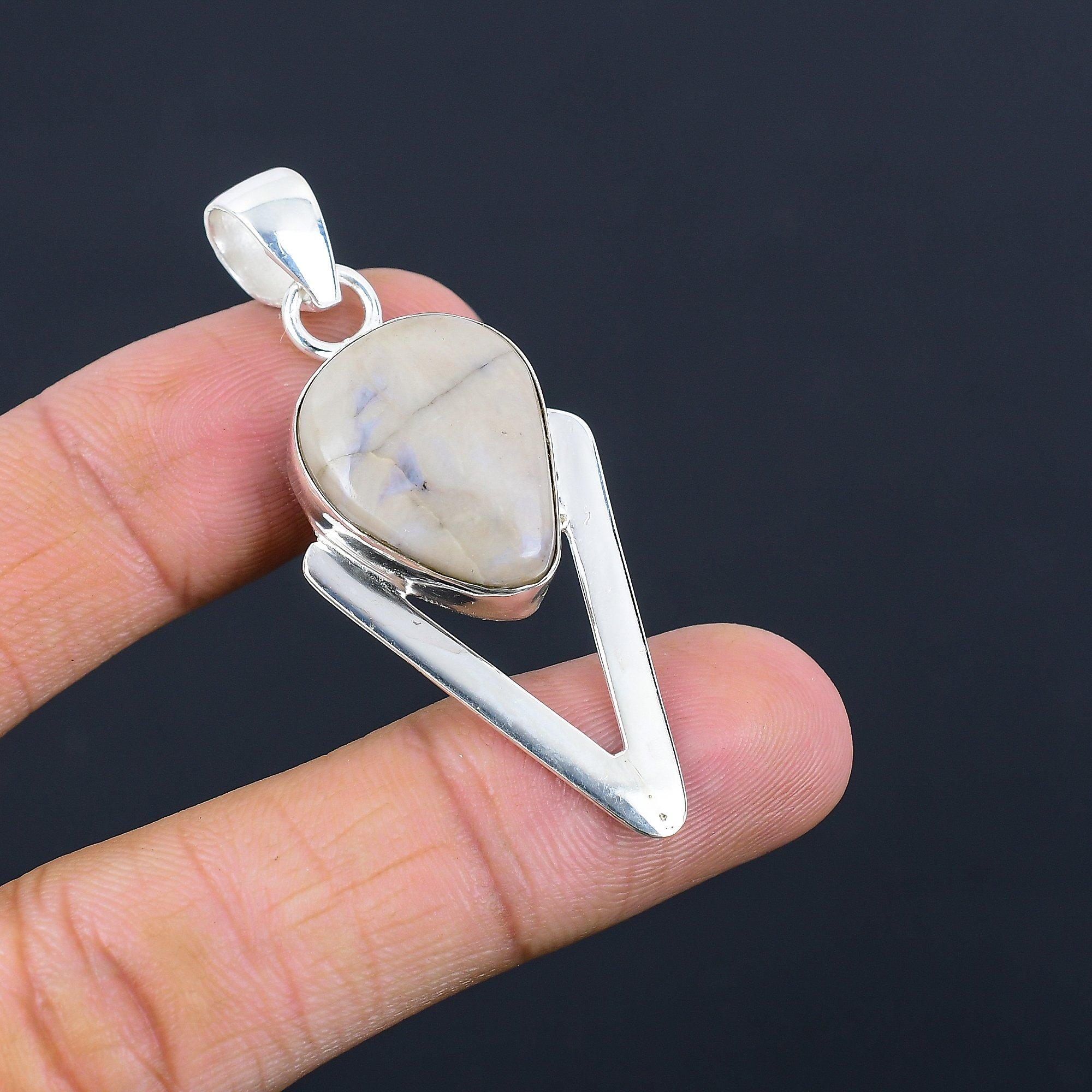 Sisters Day Sale 925 Silver Natural Porcelain Jasper Daughter Engagement Pendant