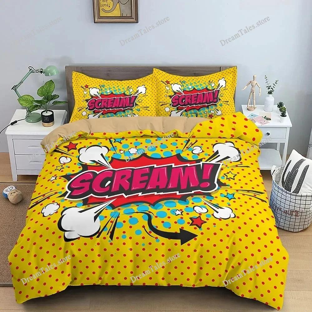 Color Comic Pattern Duvet Cover Queen King Cartoon Bedding Set for Kids Boys Girls Hippie Hip Hop Rock Style Comforter Cover741