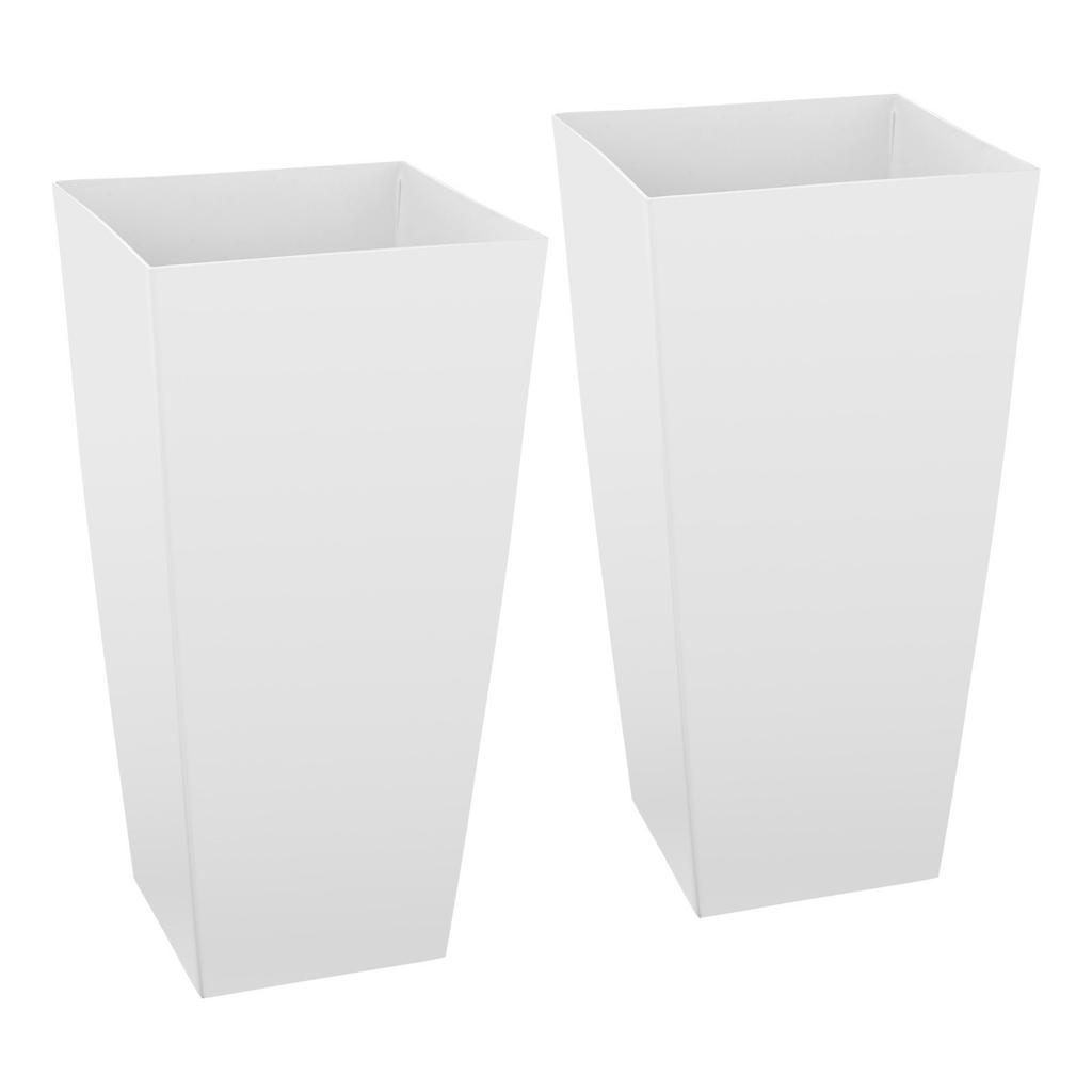 Tall Planters Set of 2, 665 Mm Large Outdoor Taper Planters for Outdoor Indoor Plants, Front Porch Plastic Modern Flower Pots with Casters, Inner Pot