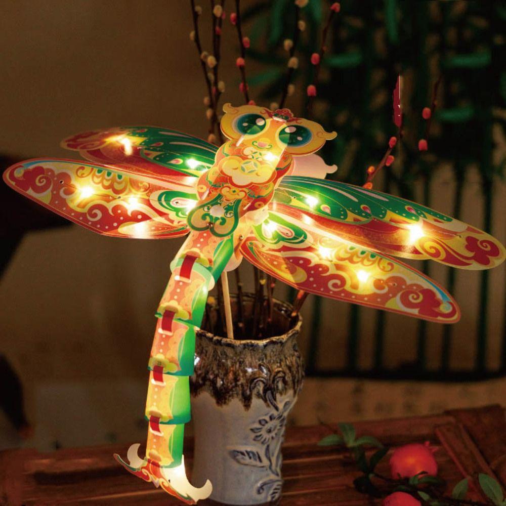 Handmade Mid-Autumn Festival lantern DIY Can Carry and Hold Portable Dragonfly Lamp  Children Toys