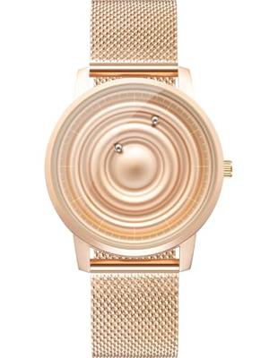 EUTOUR Magnetic Wristwatch with Ball Bearing Design, Unisex Quartz Watch for Men and Women, Minimalist Casual Design, Waterproof, 40mm, Rose Gold Dial
