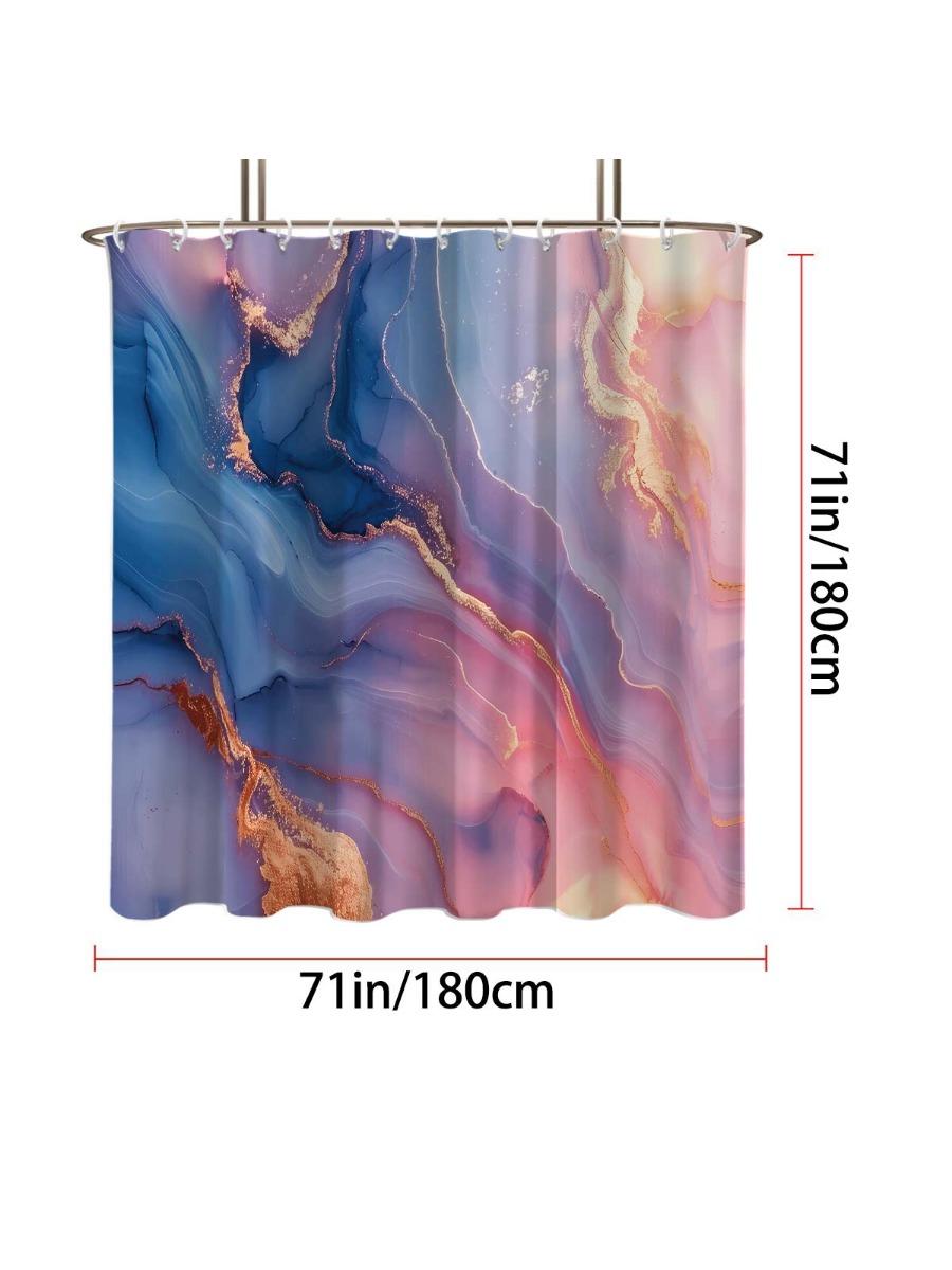

1Pc Pink Marble Printed Waterproof Shower Curtain Shower Partition Hanging Curtain With 12 Hooks Multiple Sizes Easy To Install W60H190(CM)-1 Pcs
