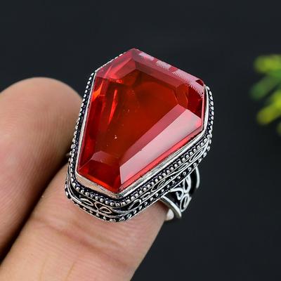 Mozambique Granaat Edelsteen 925 Sterling Zilver Cadeau Sieraden Ring Maat 8