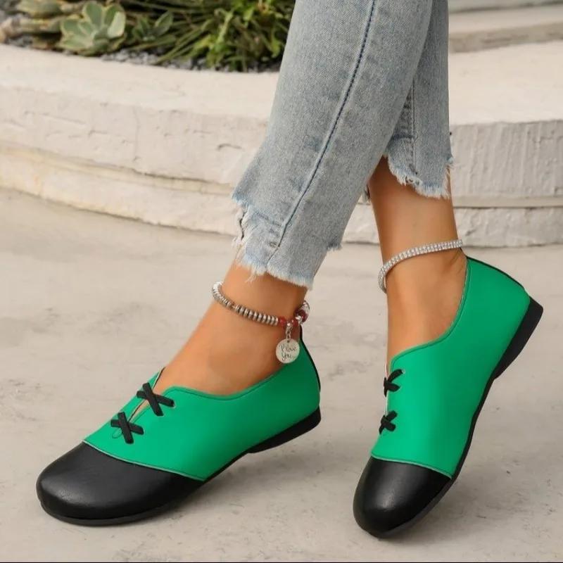 

Мода Мода Женская обувь 2024 Новинка - завязанные женские балетки в цветовой гамме Повседневные балетки Женская горячая распродажа Большой размер Легкие балетки Низкий каблук 43 зелёный