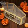 Cutie de Bijuterii din Sticlă în formă de Sicriu Gotic Vitrină Vintage Cutie de Depozitare Halloween Cutie pentru Suveniruri cu Capac Articulat Tavă pentru Bomboane Multifuncțională