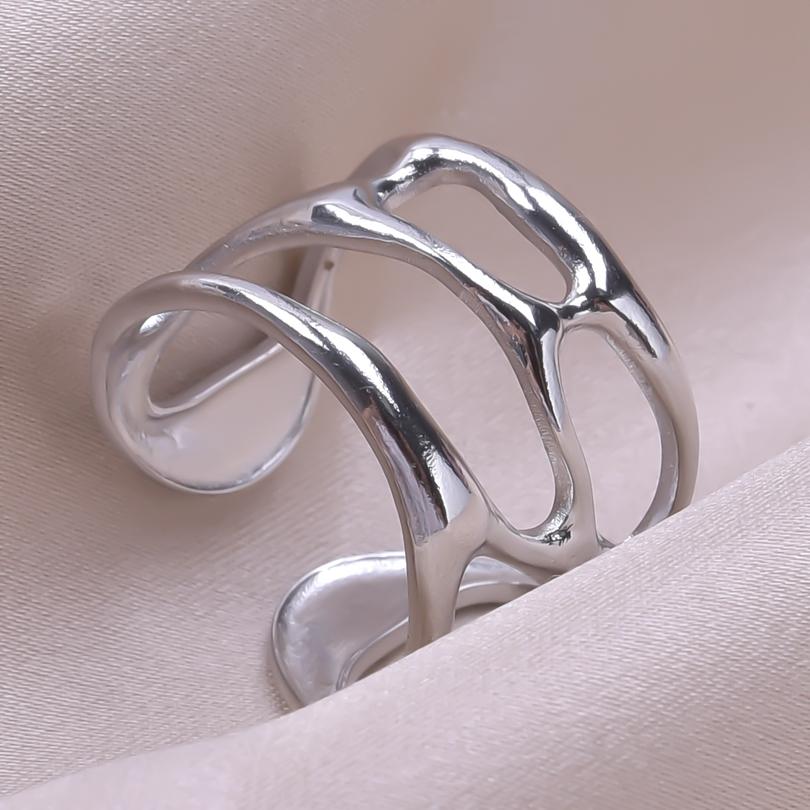 1pcs Crown Heart Shell Charm Ring Two/Three Layered Adjustable Stainless Steel Rings For Women Men Accessories Vintage Jewelry