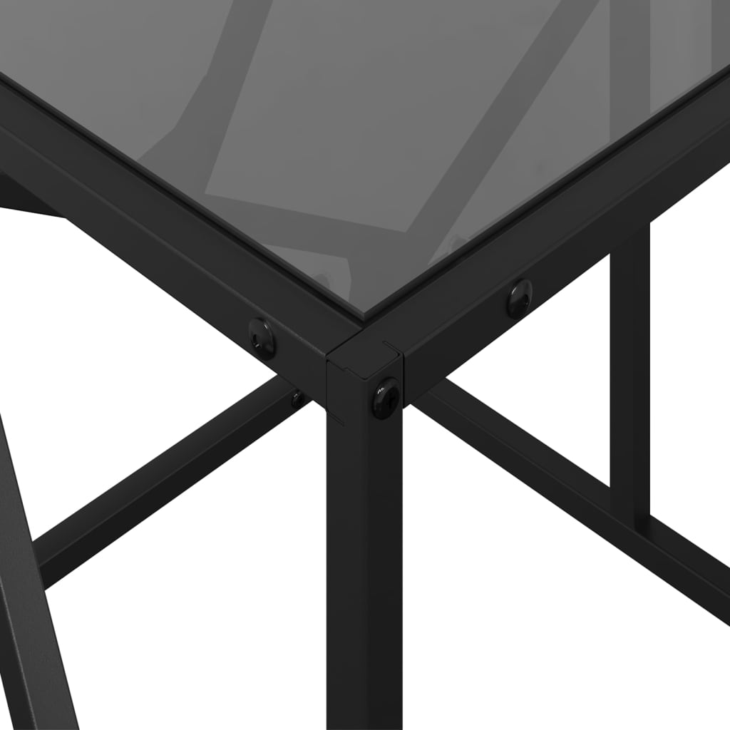 Coffee Table with Glass Top Black 98.5 X 50 X 41 Cm Steel