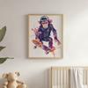 Plakat Małpi Skateboardzista Plakat Małpi Skateboardzista, 70X100 Cm, Rama Drewniana Jasny Dąb, Papier Matowy 230 Gsm