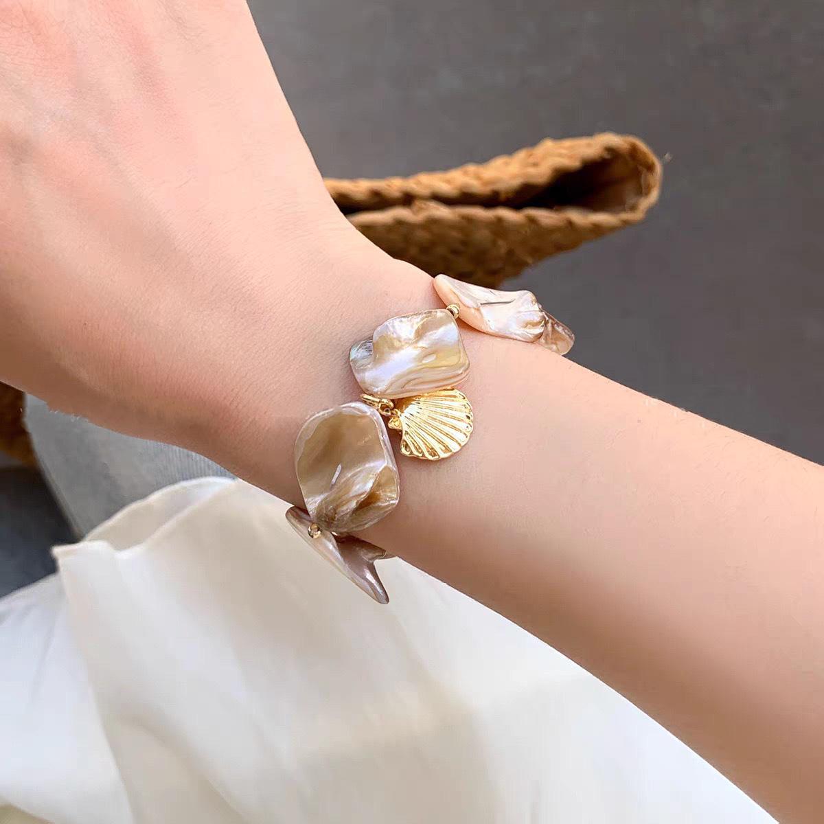 Blue starfish natural shell bracelet, unique and beautiful bracelet accessories by the sea, niche vacation jewelry accessories белый