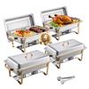 SucceBuy Chafing Dish Buffet Set 8 Qt Stainless Steel Chafer with Full Size Pans Rectangle Catering Warmer Server with Glass Lid