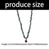 Blue Crystal Bead Heart Charm Necklace Adjustable Length Clavicle Chain Retro Style Jewelry for Everyday Casual Wear