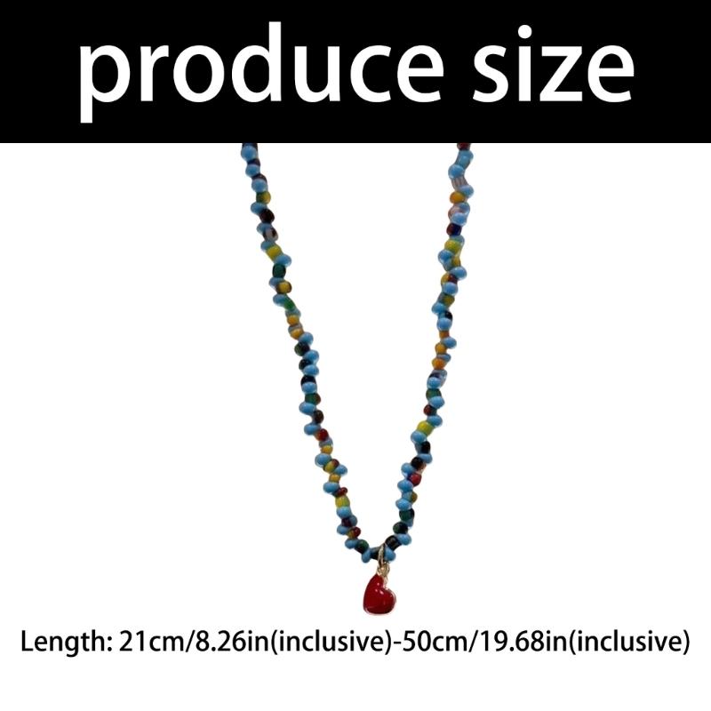Blue Crystal Bead Heart Charm Necklace Adjustable Length Clavicle Chain Retro Style Jewelry for Everyday Casual Wear