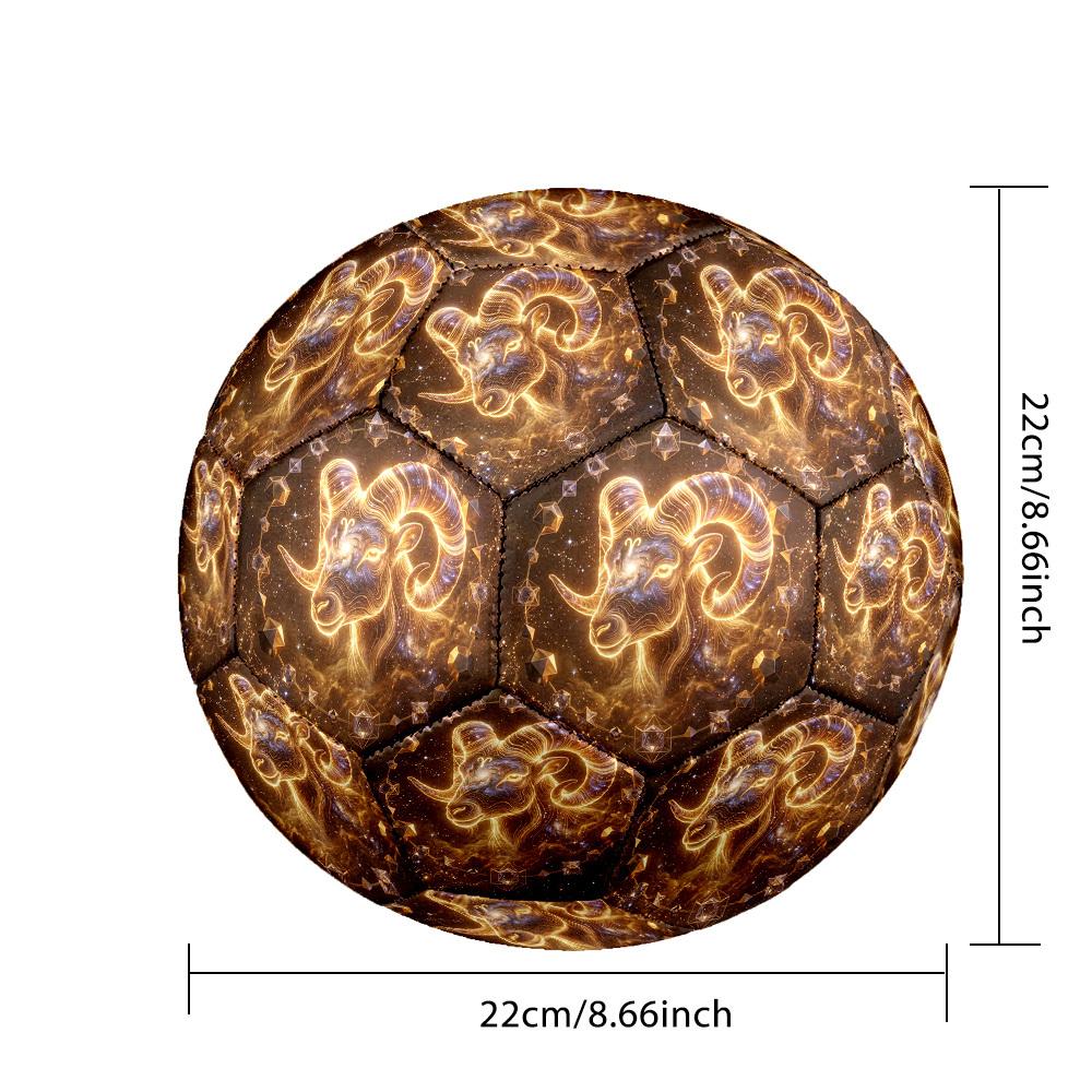 1pc Golden Ram Zodiac Theme Soccer Ball Football, Size 5, Lightweight PVC, Durable Outdoor Training Soccer Ball, Gift m61467