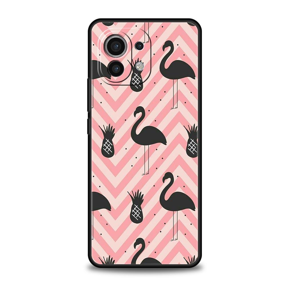 Pink Roter Flamingo Handyhülle Für Xiaomi 13 12 11 Lite 12T 11T 10T 9T Mi Poco X5 M4 M3 X4 X3 Pro F5 F4 F3 GT 5G Schwarze Abdeckung Hülle