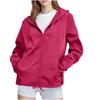 Women Solid Rain Jacket Outdoor Plus Waterproof Hooded Raincoat Windproof