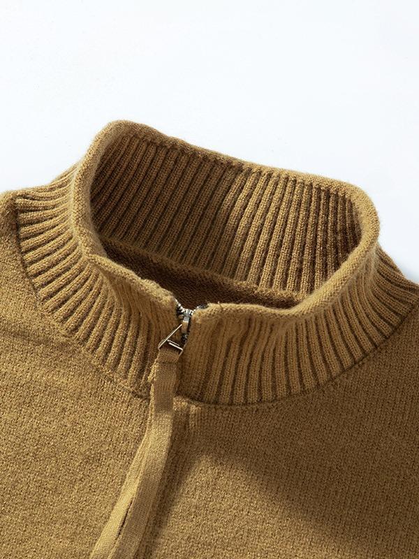 Spring and Autumn Stand Collar Zipper Cardigan New Style Men's Youth Casual Fashion Sweater Solid Color Warm Knitted Sweater
