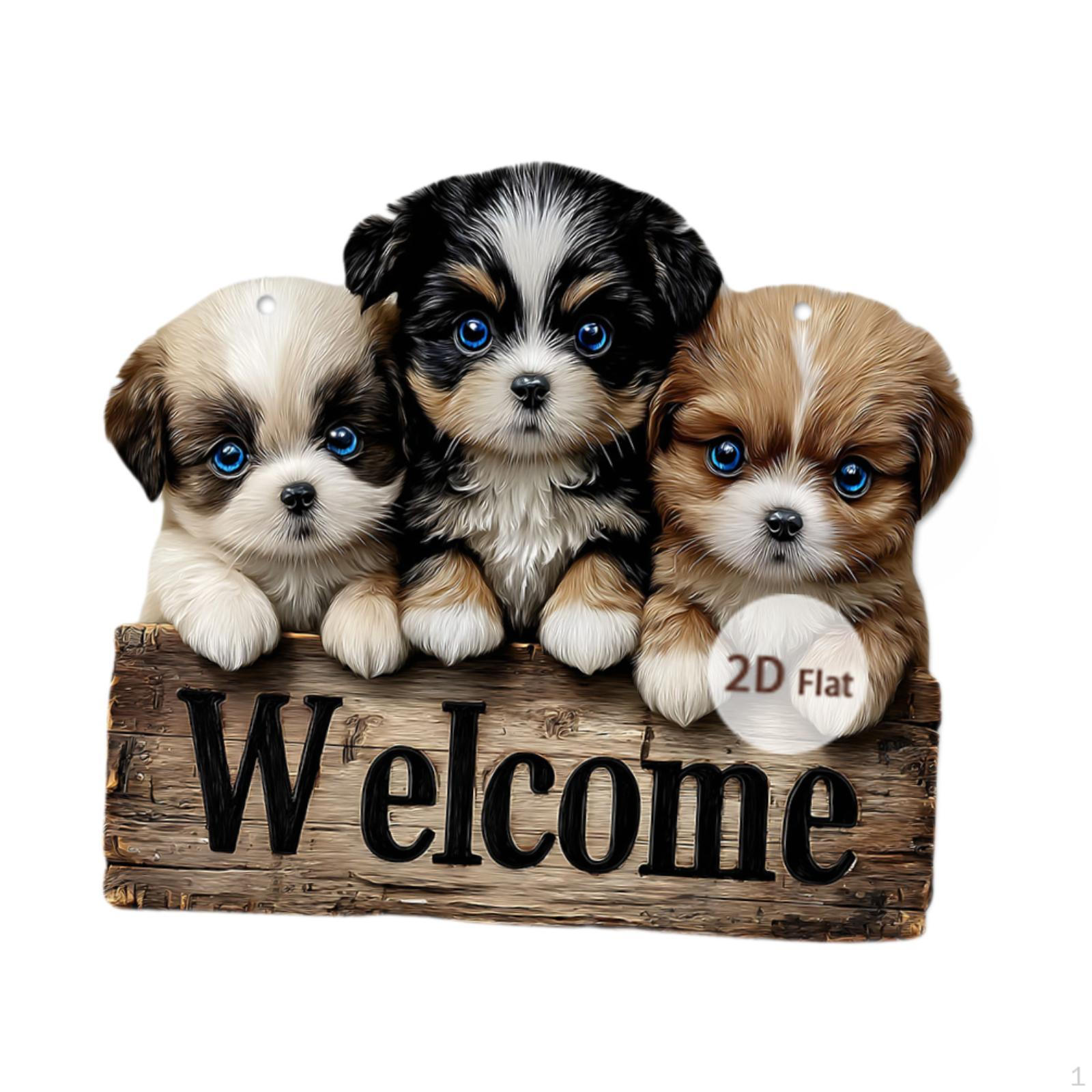 

Door Sign Wood Hanging Welcome Plaque with String Rope Lightweight Material Entryway Rustic Dog