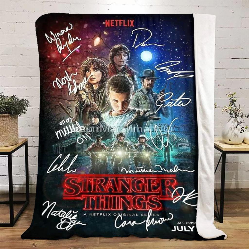 Halloween horror thriller theme Stranger Things blanket, home warming, four season bed decoration, sofa cover, flannel throwing blanket K11