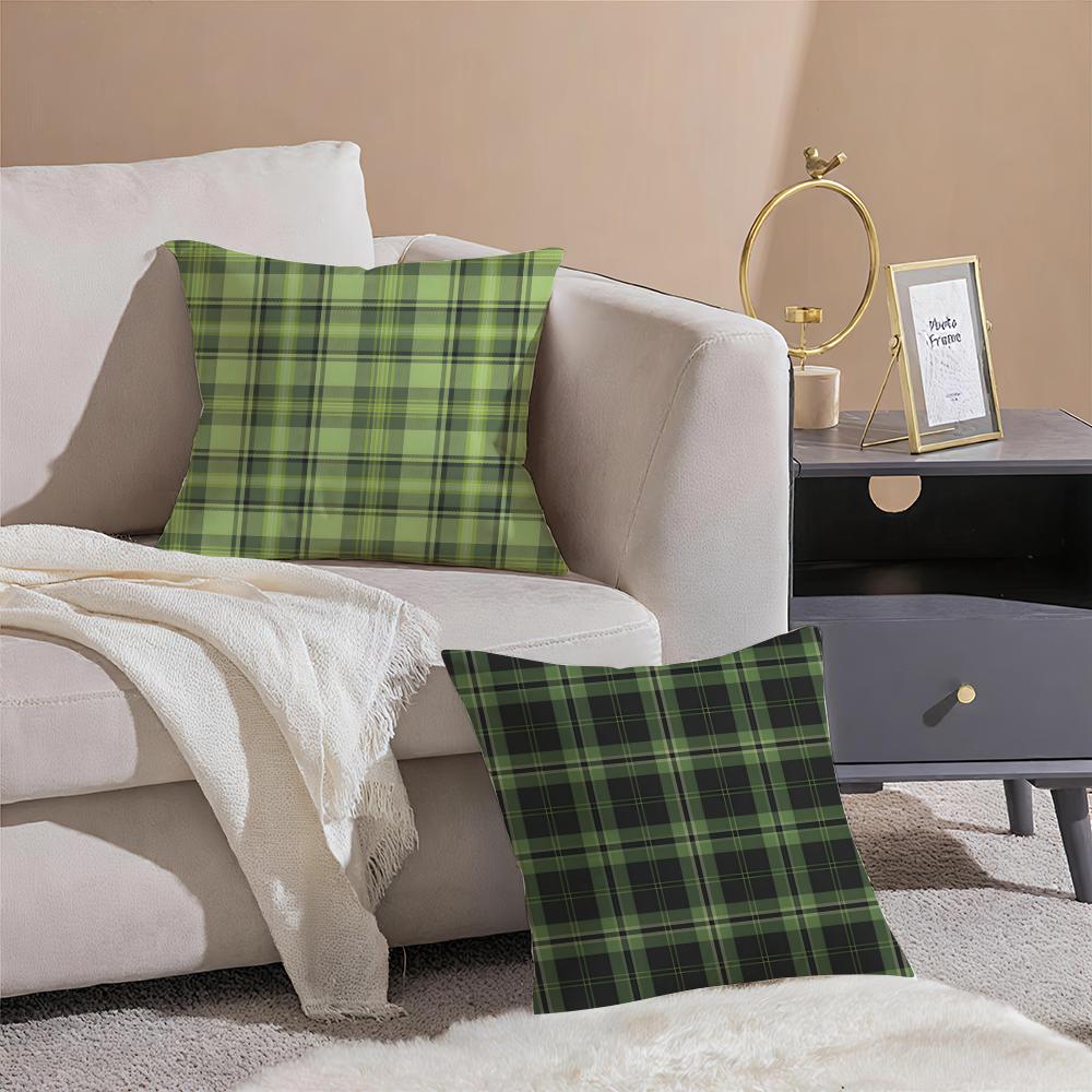 classical green tartan design plaid Cushion Cover Throw Pillow Cover Hidden Button Durable Polyester Chair Cushion